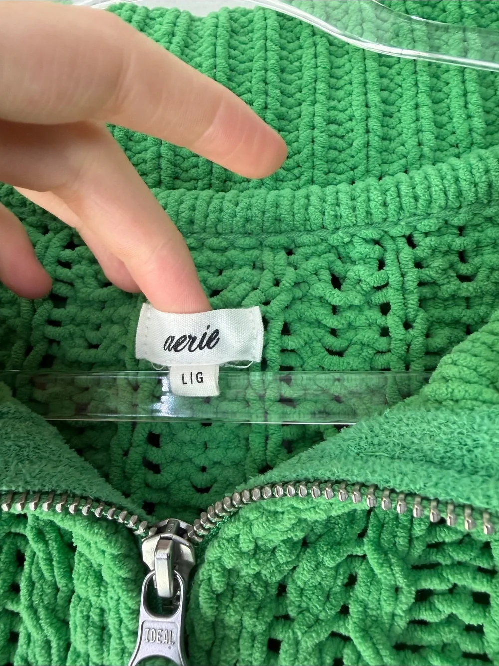 Aerie Green Cable Car Quarter Zip Sweater - Picture 5 of 9